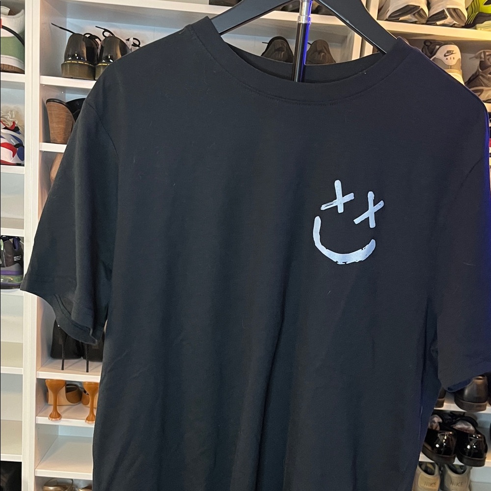 Black Graphic Tee X-eyes Smiley Face